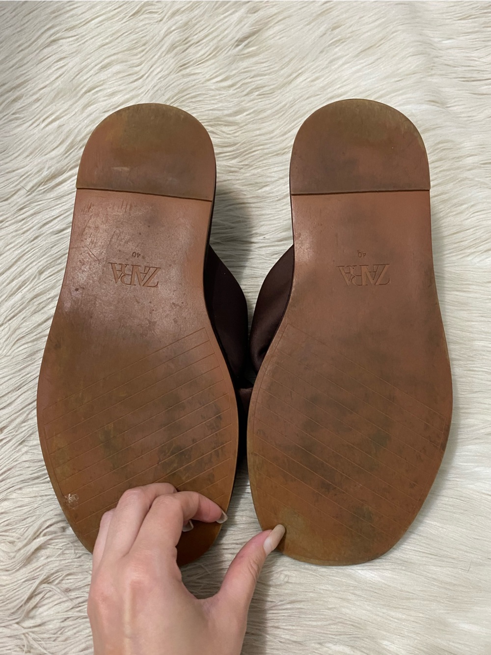 Zara Puffy Slip On Crisscross Sandals Dark Chocolate Brown Square Toe 40 US 9 - Picture 10 of 11